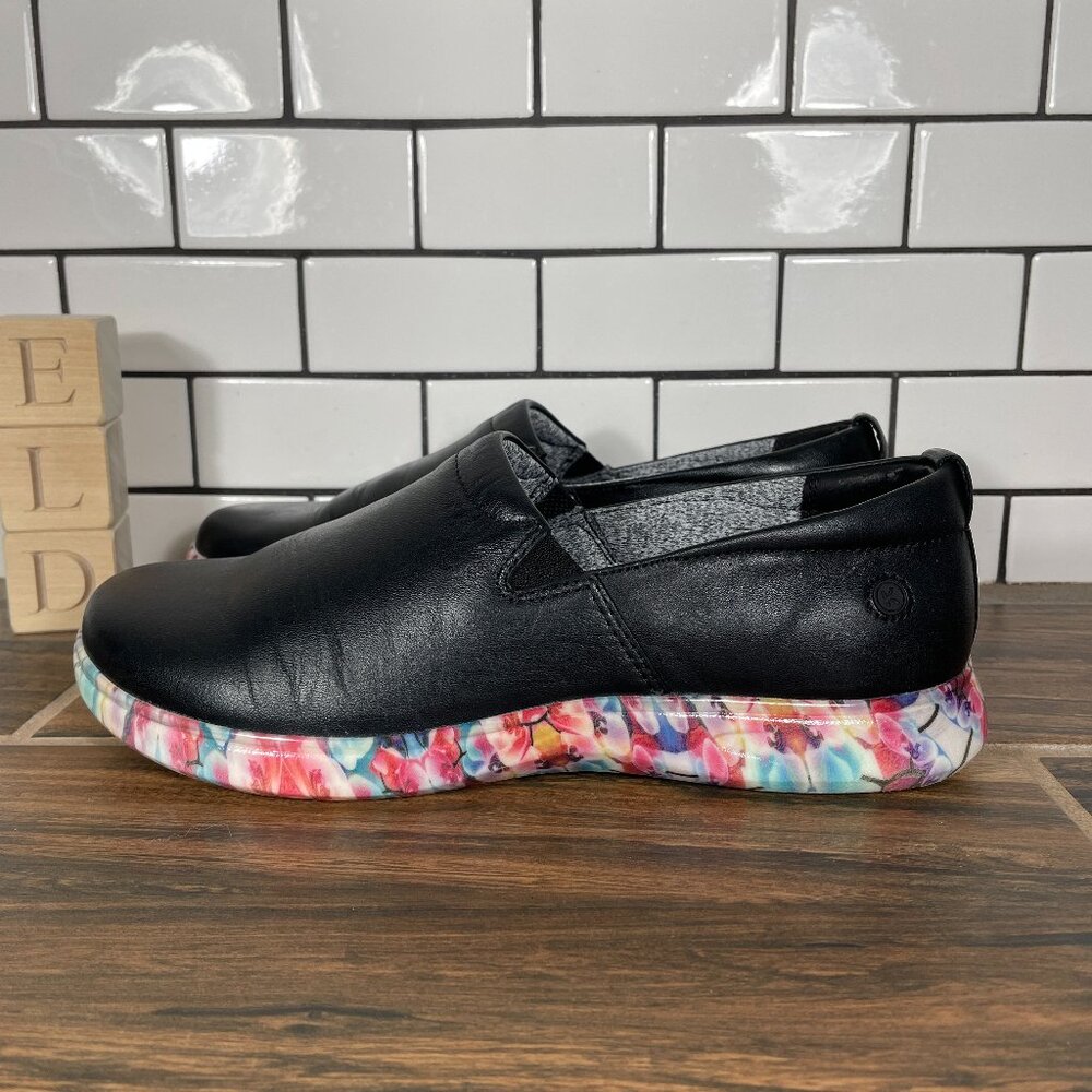 KLOGS Leena Womens Size 8 Shoes Black Leather Slip Resistant Nursing Slip On